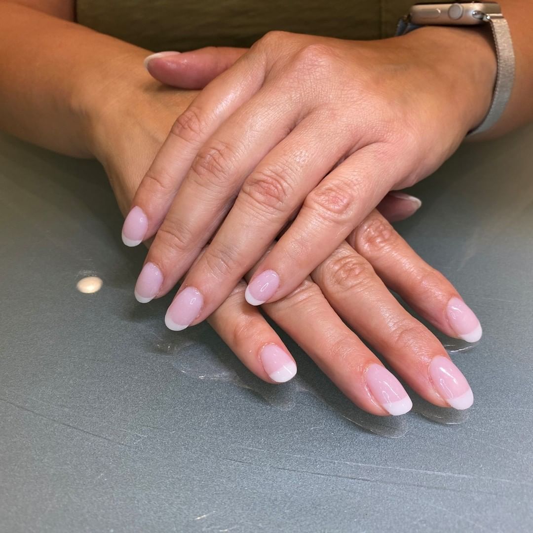 Modern French manicure done in Erie, pa