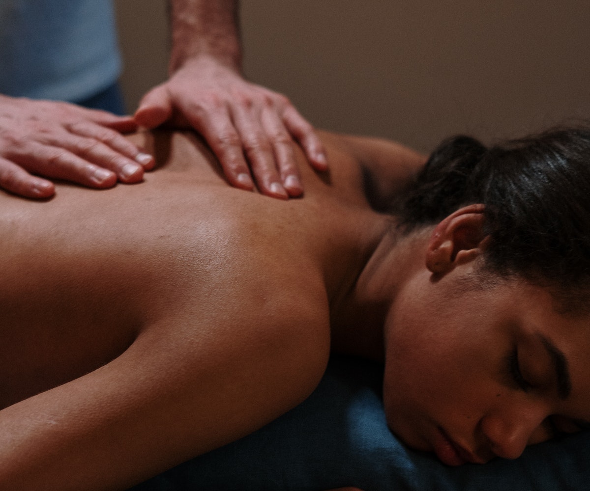 Woman relaxing during a Swe-Thai massage in Erie, PA